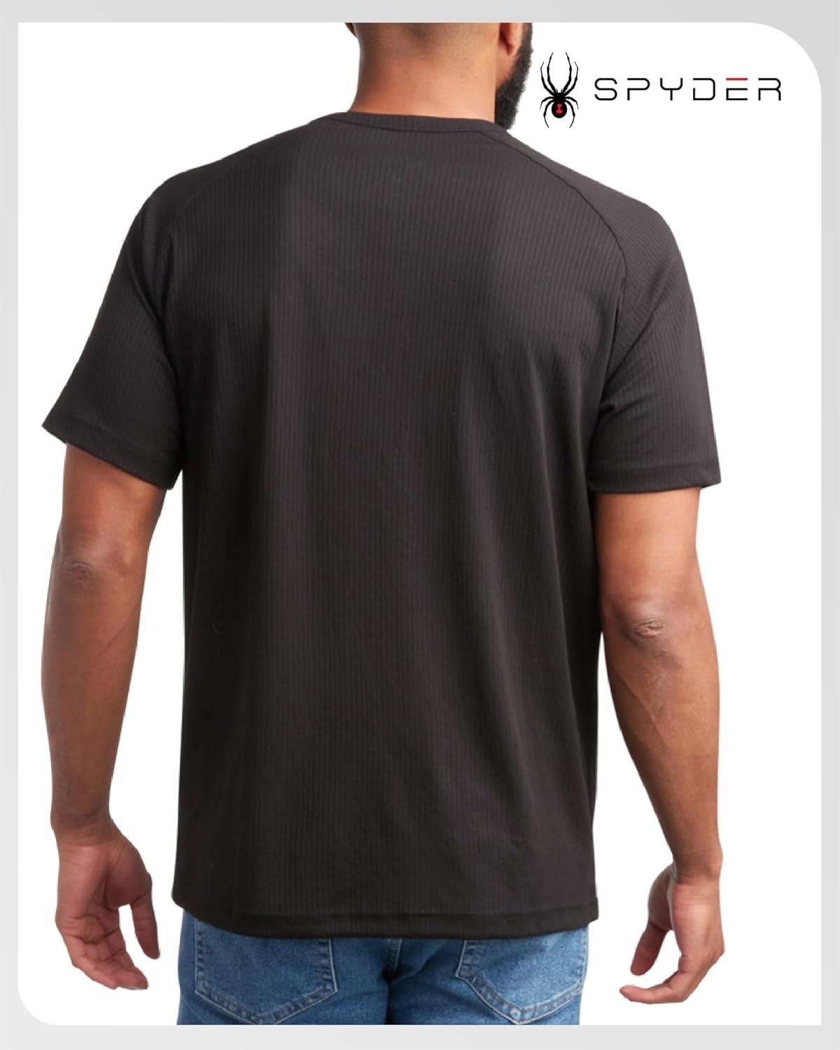 imageSpyder Mens Henley Shirt  Lightweight Quick Dry Moisture Wicking Short Sleeve Athletic Performance Shirts for MenBlack