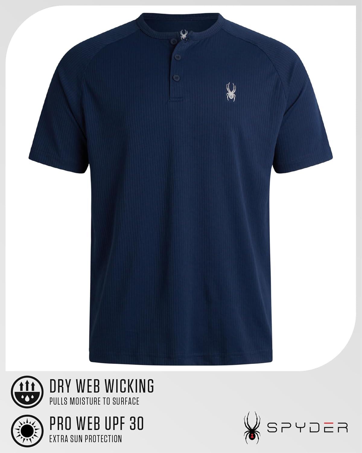 imageSpyder Mens Henley Shirt  Lightweight Quick Dry Moisture Wicking Short Sleeve Athletic Performance Shirts for MenNavy