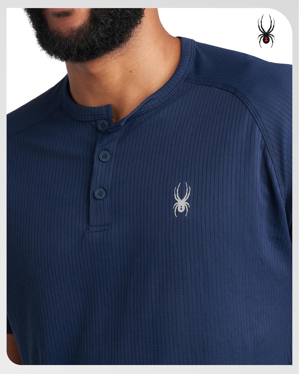 imageSpyder Mens Henley Shirt  Lightweight Quick Dry Moisture Wicking Short Sleeve Athletic Performance Shirts for MenNavy