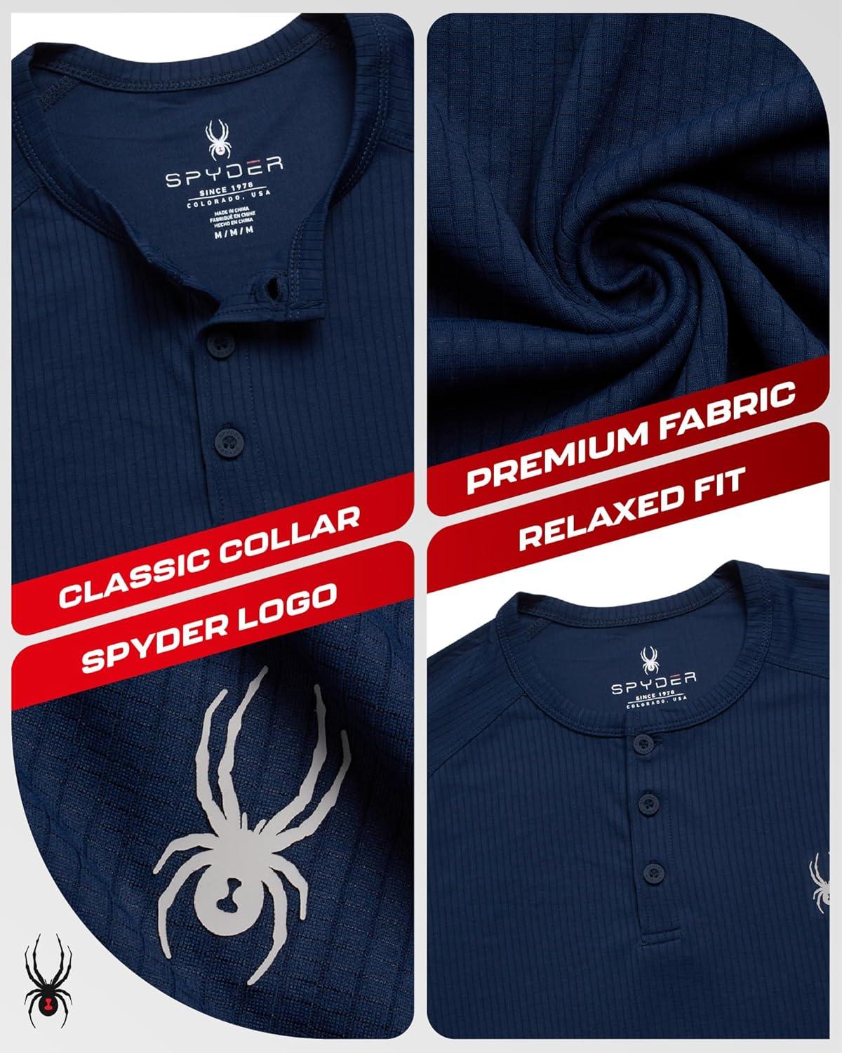imageSpyder Mens Henley Shirt  Lightweight Quick Dry Moisture Wicking Short Sleeve Athletic Performance Shirts for MenNavy