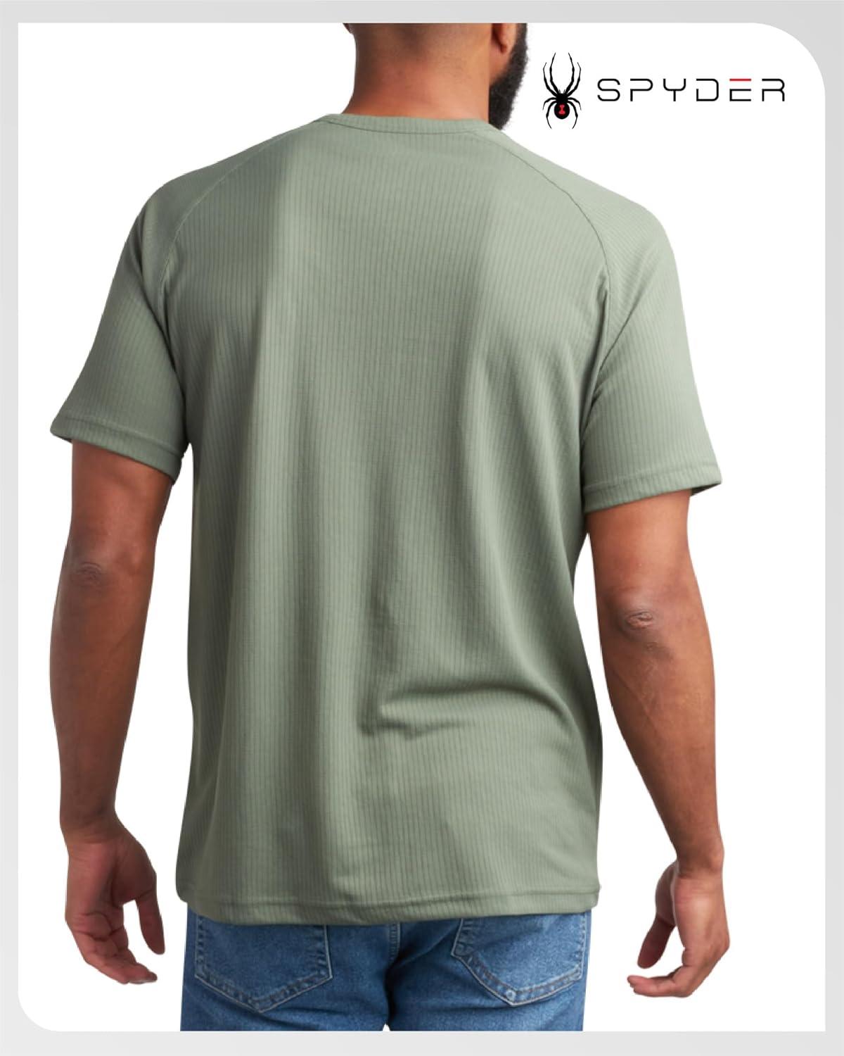 imageSpyder Mens Henley Shirt  Lightweight Quick Dry Moisture Wicking Short Sleeve Athletic Performance Shirts for MenSpruce Green