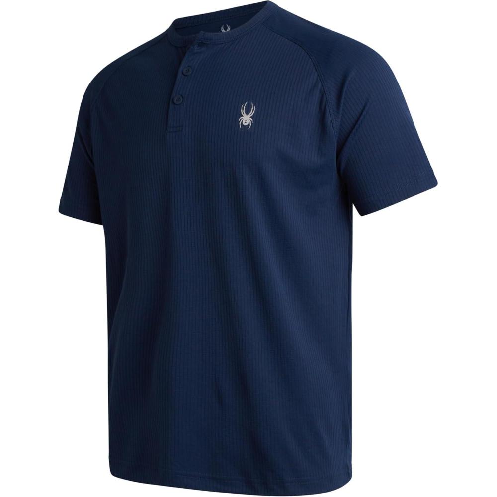 imageSpyder Mens Henley Shirt  Lightweight Quick Dry Moisture Wicking Short Sleeve Athletic Performance Shirts for MenNavy