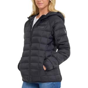 imageSpyder Packable Puffer Jacket Womens with Hood Lightweight Full Zip Winter Quilted Womens Puffer CoatBlack
