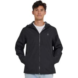 imageSpyder Packable Rain Jacket Men  Waterproof Windbreaker with Hood Lightweight Rain Coat Slicker Travel Golf FishingBlack