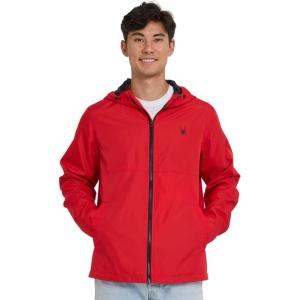 imageSpyder Packable Rain Jacket Men  Waterproof Windbreaker with Hood Lightweight Rain Coat Slicker Travel Golf FishingRed