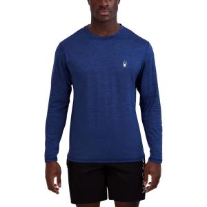 imageSpyder Mens Long Sleeve Rashguard  QuickDry Swim Shirt Sun Protection Performance TopAbyss