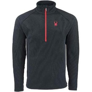 image:imageSpyder Mens Standard Outbound Half Zip MidWeight Mock Neck SweaterBlackRed