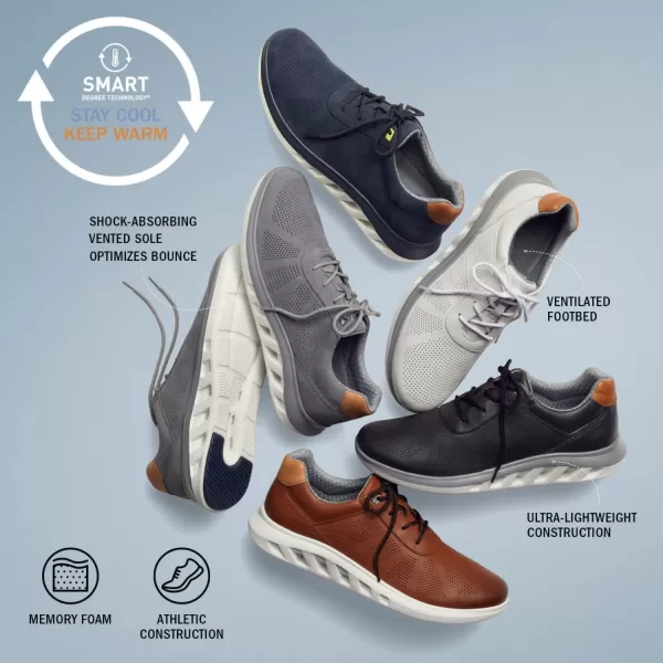 imageJohnston amp Murphy Mens Activate Plain Toe Shoe  Breathable Construction  Ventilated EVA SoleNavy Breathable Full Grain