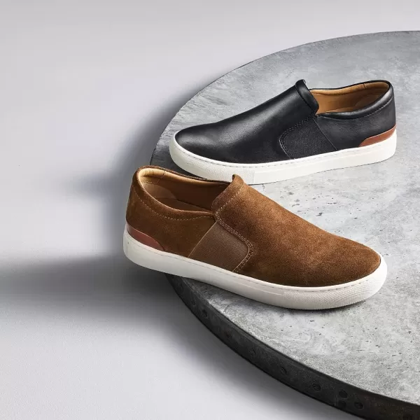 imageJohnston amp Murphy Mens Banks SlipOn Shoe  Retro Style Sheepskinnbsp Lining nbspVachettanbspLeather Trim nbspTRUFOAMnbspFootbed  Rubber Cup SoleTan Italian Suede