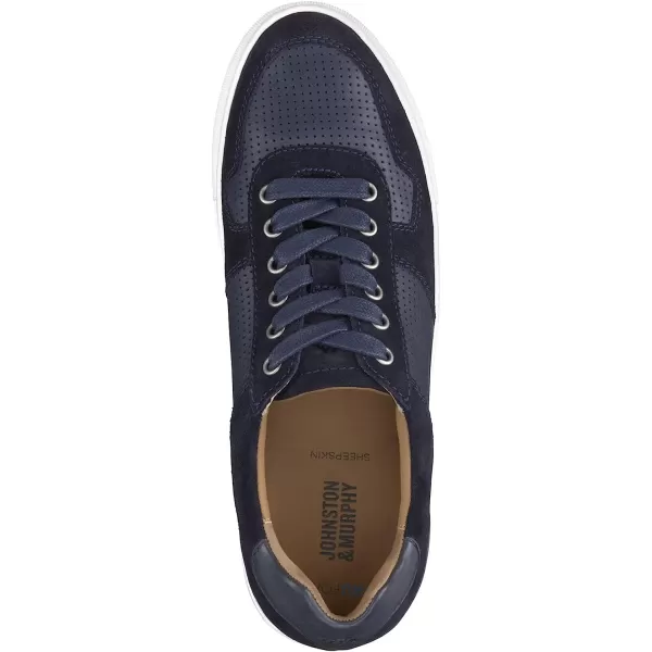 imageJohnston amp Murphy Mens Banks UThroat Shoes  Mens Walking Shoes Casual Shoes for Men Sneakers for Men Slip On Sneakers TRUFOAM Cushioned Footbed amp Rubber SoleNavy SuedeWashed Sheepskin