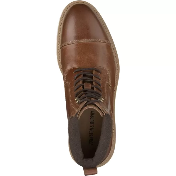 imageJohnston amp Murphy Mens Barrett Cap Toe Boot  Rugged FullGrain Leather  Advanced Cushioning  Tonal amp Heathered Laces  Superior Comfort  LaceUp BootsCognac Full Grain