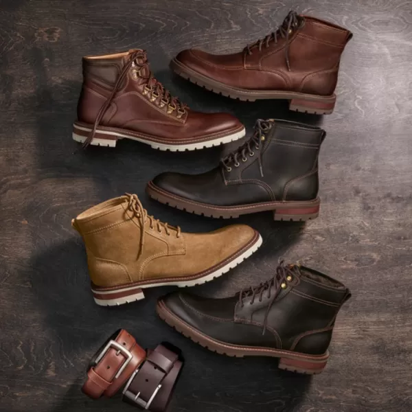 imageJohnston amp Murphy Mens Barrett Moc Toe Shearling Boot  Rugged FullGrain Leather nbspAdvanced Cushioningnbsp ShearlingLined Shaft  Tonal amp Heathered Laces  Superior ComfortDark Brown Full Grain