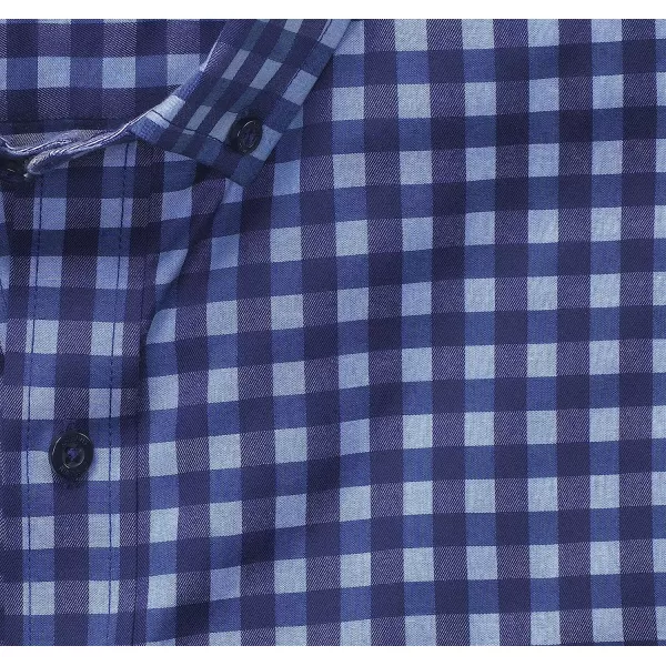 imageJohnston amp Murphy Mens ButtonCollar Premium Cotton ShirtNavyBlue Dark Twill Gingham