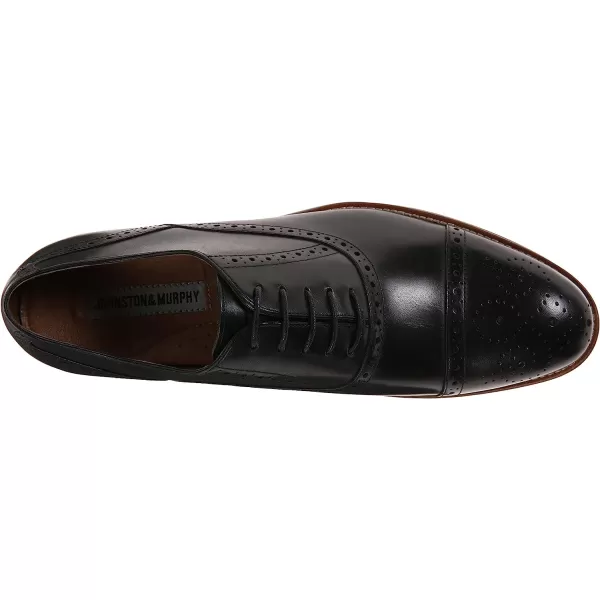 imageJohnston amp Murphy Mens Conard Cap ToeHandBurnished LeatherRubber SoleBlack Italian Calfskin