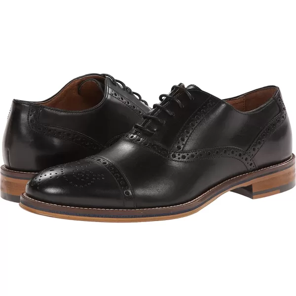 imageJohnston amp Murphy Mens Conard Cap ToeHandBurnished LeatherRubber SoleBlack Italian Calfskin