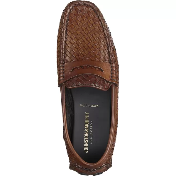 imageJohnston amp Murphy Mens Dayton Woven Penny Shoes  Mens Dress Shoes Leather Moccasin Shoes Dress Shoes for Men Cushioned Footbed Mens Penny Loafers Business Casual ShoesBrown Italian Calfskin