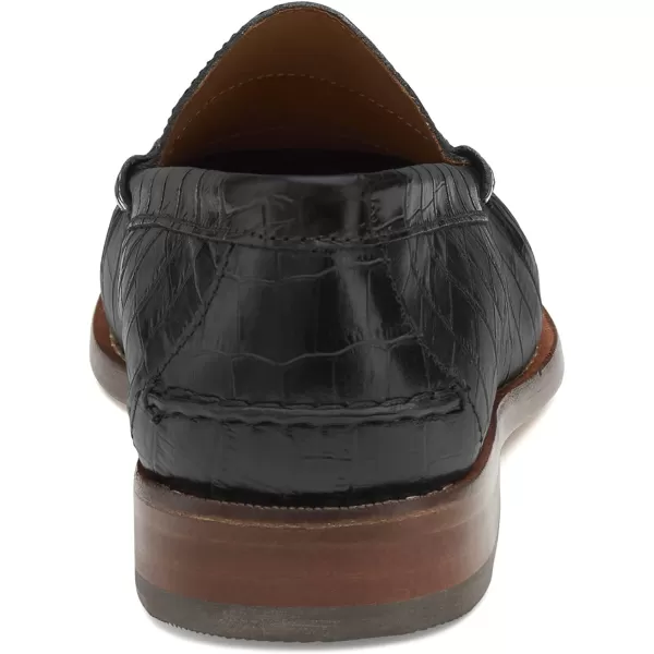 imageJohnston amp Murphy Mens Halstead Penny Loafers  Mens Dress Shoes Leather Moccasin Shoes Dress Shoes for Men Cushioned Footbed amp Leather Sole Mens Penny Loafers Business Casual ShoesBlack Crocembossed Full Grain