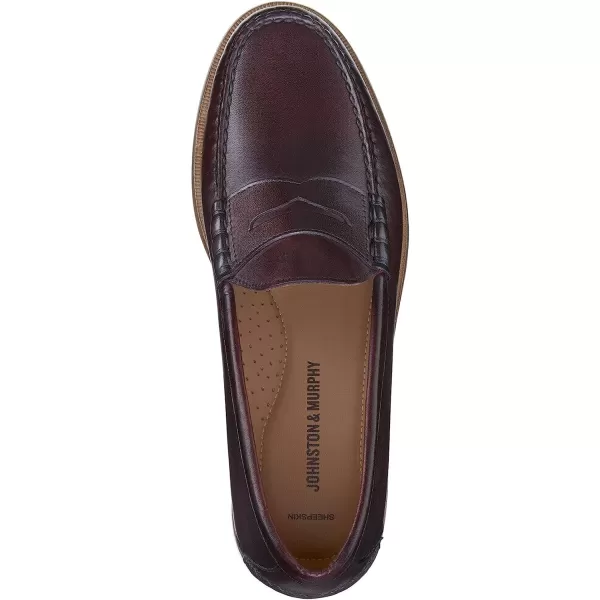 imageJohnston amp Murphy Mens Halstead Penny Loafers  Mens Dress Shoes Leather Moccasin Shoes Dress Shoes for Men Cushioned Footbed amp Leather Sole Mens Penny Loafers Business Casual ShoesBurgundy Full Grain