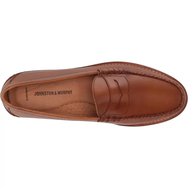 imageJohnston amp Murphy Mens Halstead Penny Loafers  Mens Dress Shoes Leather Moccasin Shoes Dress Shoes for Men Cushioned Footbed amp Leather Sole Mens Penny Loafers Business Casual ShoesTan Full Grain