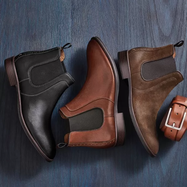 imageJohnston amp Murphy Mens Henrick Chelsea Boot nbspBurnished Leathernbspamp Waxed Suede  Classic Design  Side Stretch Gores  Foam Cushioned Footbed  Superior ComfortTan Waxed Suede