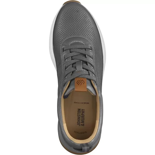 imageJohnston amp Murphy Mens Kinnon Perfed Jogger Shoes  Mens Walking Shoes Casual Shoes for Men Sneakers for Men Lace Sneakers EVA Cushioned Footbed amp Rubber SoleGray Full Grain