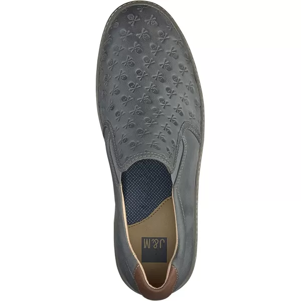 imageJohnston amp Murphy Mens McGuffey Skull Embossed SlipOn Shoe  Cushioned Insole  Skeletal Leather LiningGray Oiled Full Grain