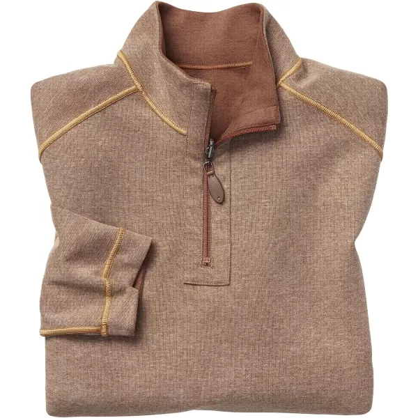 imageJohnston amp Murphy Mens Reversible Solid QuarterZipRustOatmeal