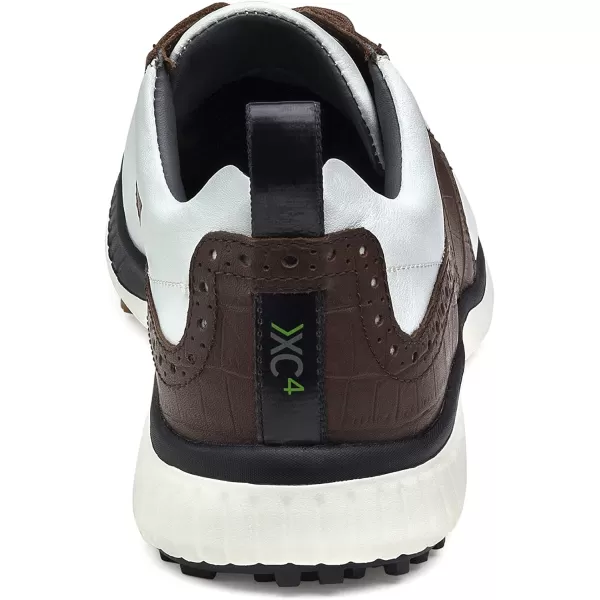 imageJohnston amp Murphy Mens XC4 H2Luxe Hybrid Saddle Golf Shoe  Waterproof Leather nbspLightweight  Full EVA Midsole CushionWhiteMahogany Croc Print