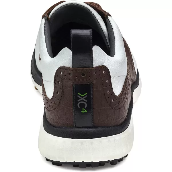 imageJohnston amp Murphy Mens XC4 H2Luxe Hybrid Saddle Golf Shoe  Waterproof Leather nbspLightweight  Full EVA Midsole CushionWhiteMahogany Croc Print