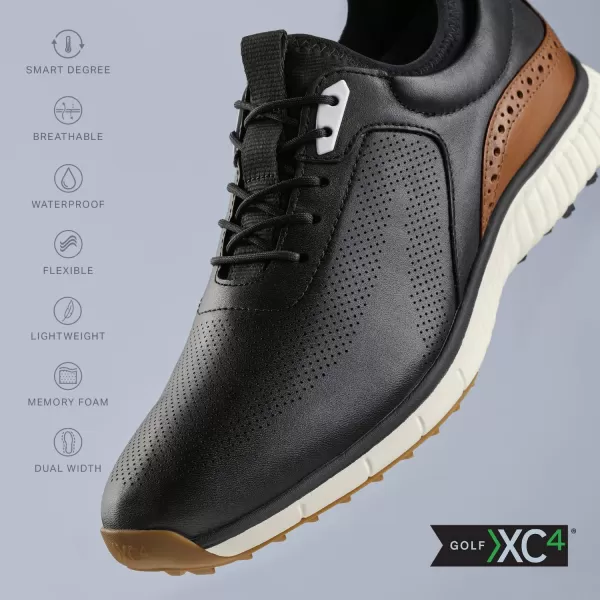 imageJohnston amp MurphynbspMensnbspXC4 H1Luxe HybridnbspGolf ShoesnbspnbspWaterproof Leathernbsp Lightweight nbspnbspMemoryFoamnbspCushioningBlack Waterproof Full Grain