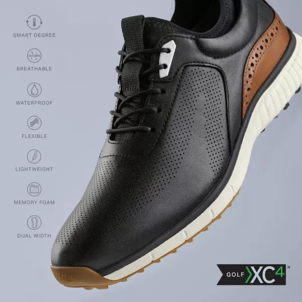 imageJohnston amp MurphynbspMensnbspXC4 H1Luxe HybridnbspGolf ShoesnbspnbspWaterproof Leathernbsp Lightweight nbspnbspMemoryFoamnbspCushioningBlack Waterproof Full Grain