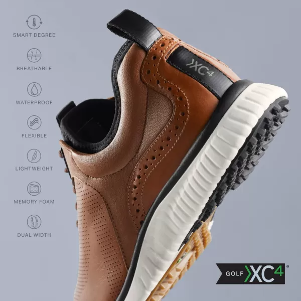 imageJohnston amp MurphynbspMensnbspXC4 H1Luxe HybridnbspGolf ShoesnbspnbspWaterproof Leathernbsp Lightweight nbspnbspMemoryFoamnbspCushioningTan Waterproof Full Grain