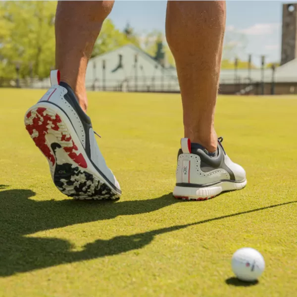 imageJohnston amp MurphynbspMensnbspXC4 H1Luxe HybridnbspGolf ShoesnbspnbspWaterproof Leathernbsp Lightweight nbspnbspMemoryFoamnbspCushioningWhiteNavy Full Grain