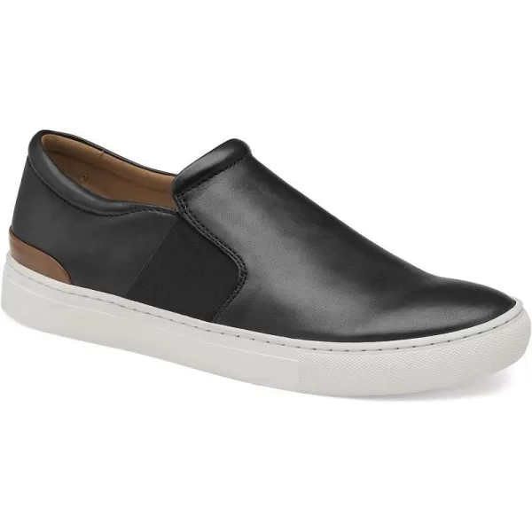 imageJohnston amp Murphy Mens Banks SlipOn Shoe  Retro Style Sheepskinnbsp Lining nbspVachettanbspLeather Trim nbspTRUFOAMnbspFootbed  Rubber Cup SoleBlack Sheepskin