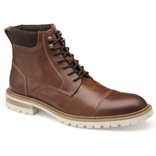 imageJohnston amp Murphy Mens Barrett Cap Toe Boot  Rugged FullGrain Leather  Advanced Cushioning  Tonal amp Heathered Laces  Superior Comfort  LaceUp BootsCognac Full Grain