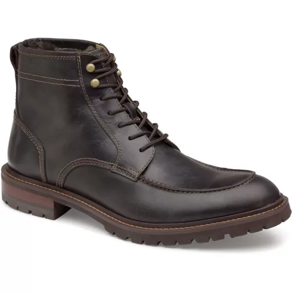 imageJohnston amp Murphy Mens Barrett Moc Toe Shearling Boot  Rugged FullGrain Leather nbspAdvanced Cushioningnbsp ShearlingLined Shaft  Tonal amp Heathered Laces  Superior ComfortDark Brown Full Grain