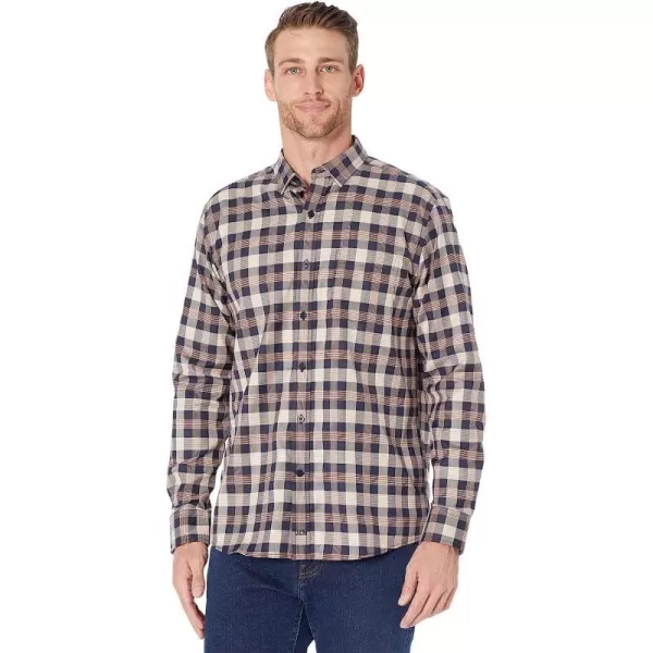 imageJohnston amp Murphy Mens ButtonCollar Premium Cotton ShirtBrownNavy Large Scale Houndstooth Plaid
