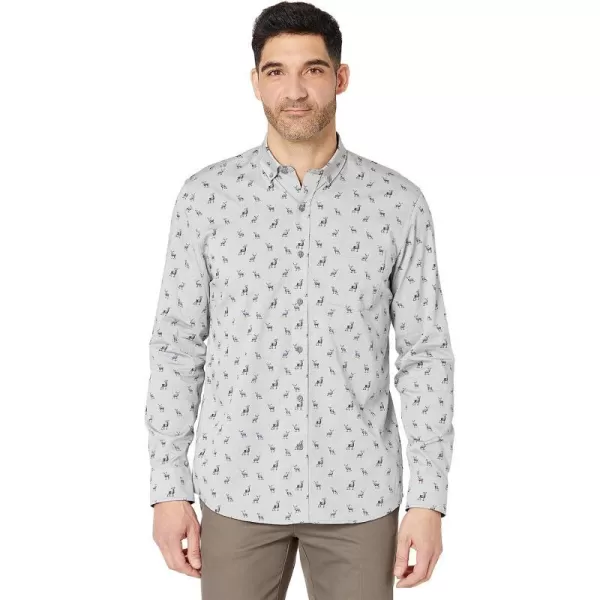 imageJohnston amp Murphy Mens ButtonCollar Premium Cotton ShirtGreyBlue Stag Oxford Print
