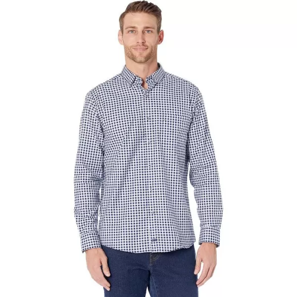 imageJohnston amp Murphy Mens ButtonCollar Premium Cotton ShirtNavyWhite Box Gingham