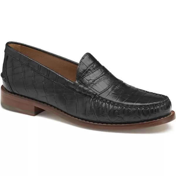 imageJohnston amp Murphy Mens Halstead Penny Loafers  Mens Dress Shoes Leather Moccasin Shoes Dress Shoes for Men Cushioned Footbed amp Leather Sole Mens Penny Loafers Business Casual ShoesBlack Crocembossed Full Grain