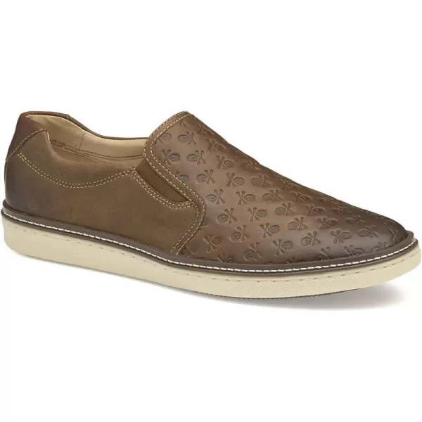 imageJohnston amp Murphy Mens McGuffey Skull Embossed SlipOn Shoe  Cushioned Insole  Skeletal Leather LiningBrown Oiled Full Grain