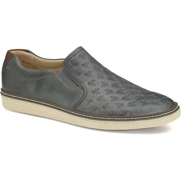 imageJohnston amp Murphy Mens McGuffey Skull Embossed SlipOn Shoe  Cushioned Insole  Skeletal Leather LiningGray Oiled Full Grain
