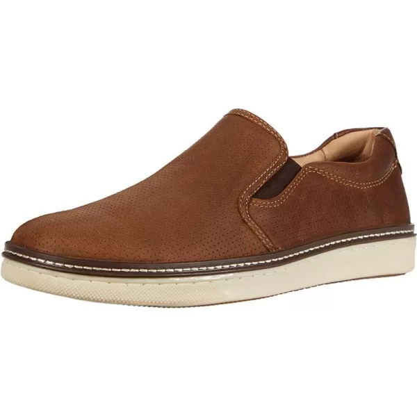 imageJohnston amp Murphy Mens McGuffey Skull Embossed SlipOn Shoe  Cushioned Insole  Skeletal Leather LiningTan Perfed Oiled Leather