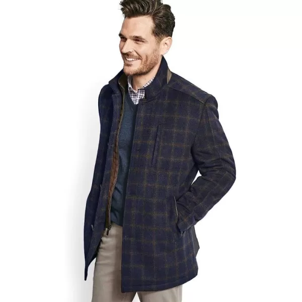imageJohnston amp Murphy Mens Windowpane Wool Coat with BibNavyBrown