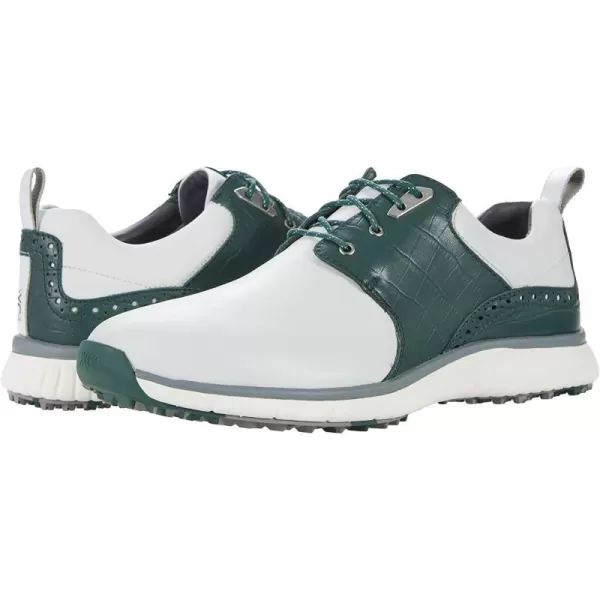 imageJohnston amp Murphy Mens XC4 H2Luxe Hybrid Saddle Golf Shoe  Waterproof Leather nbspLightweight  Full EVA Midsole CushionWhiteGreen Croc Print Waterproof