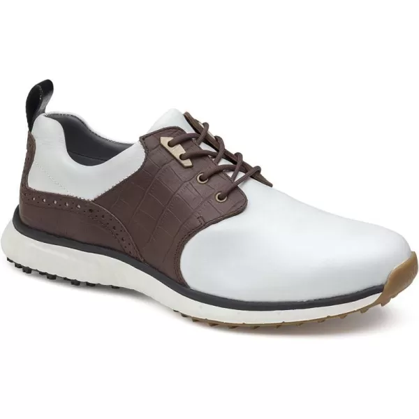 imageJohnston amp Murphy Mens XC4 H2Luxe Hybrid Saddle Golf Shoe  Waterproof Leather nbspLightweight  Full EVA Midsole CushionWhiteMahogany Croc Print