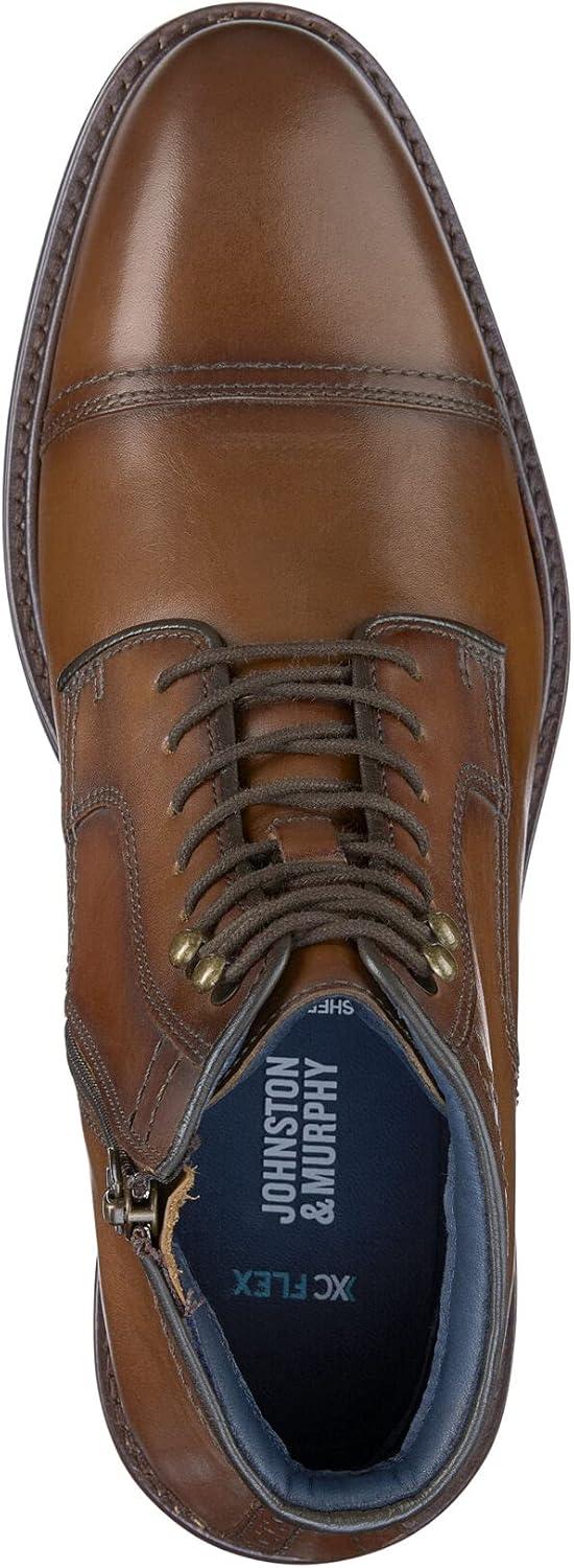 imageJohnston ampamp Murphy Mens XC Flex Raleigh Cap Toe Zip Boot  FullGrain Leather  Cushioned Footbed  LeatherRubber SoleTan Full Grain