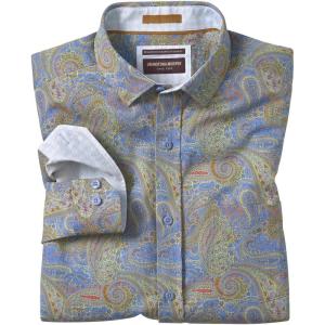 imageJohnston ampamp Murphy Mens Printed Cotton ShirtBlue Large Paisley