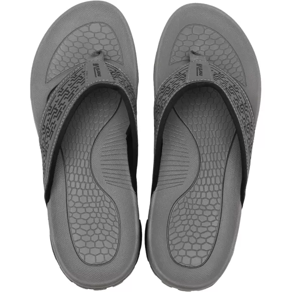 NORTIV 8 Athletic Flip Flops for Men Casual Thong Slippers Indoor and Outdoor Beach Water SandalsGrey