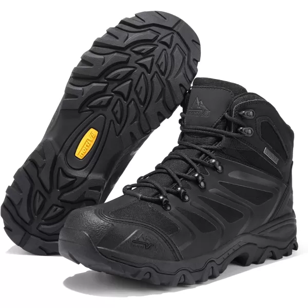 NORTIV 8 Mens Ankle High Waterproof Hiking Boots Outdoor Lightweight Shoes Trekking Trails ArmadilloAll Black